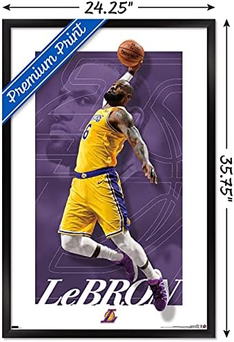 Trends International NBA Los Angeles Lakers-LeBron James 21 Poster de parede, 22.375 x 34, versão emoldurada preta