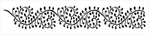 Estêncil da banda de videira de arco indiana por Studior12 | DIY Hindu Pattern Backsplash Decoração de casa | Artesanato e pintura Borda de sinal de madeira em espiral | Selecione o tamanho