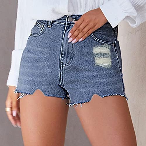 Shorts de jeans femininos de verão rasgou os shorts jeans angustiados.