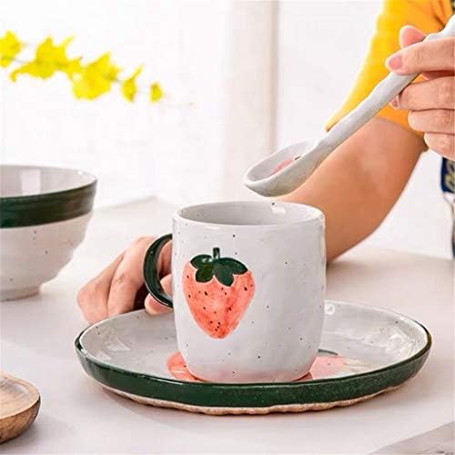 Wionc Ceramic Housed House Poting Cup Caneca Coffee fofo com manípulo Mão pintado à mão Padrão