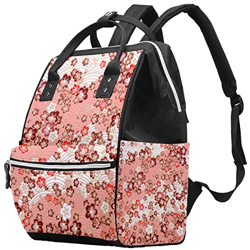 Flor Pink Fundamento Frela -bolsas Backpack Mummy Backpack de grande capacidade Bolsa de enfermagem Bolsa de viagem para cuidados com o bebê