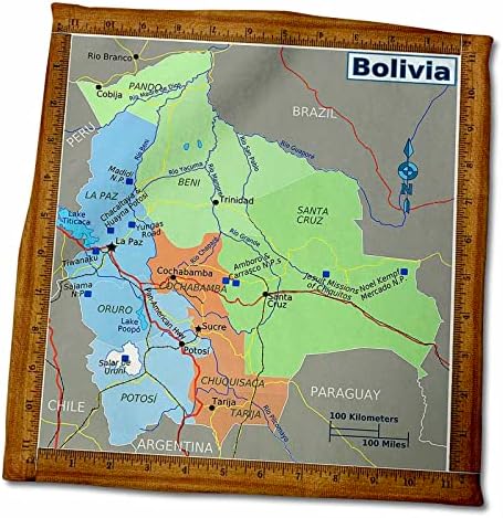 3drose Florene Décor II - Mapa da Bolívia na América do Sul - Toalhas