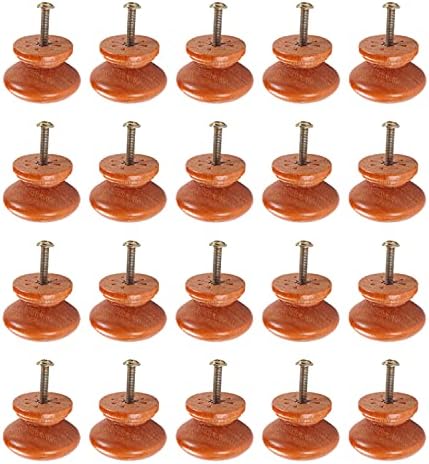 MROMAX 25pcs redondo botões de madeira 33x25mm/1,3 x 0,98 Móveis de cozinha vernizes puxa alças para gaveta de gaveta guarda -roupa Material de madeira maciça
