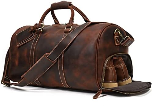 Bolsa de bagagem de mão de mão de mão masculina grossa com bolso de sapato Geunine couro Mensageiro de ombro para laptop