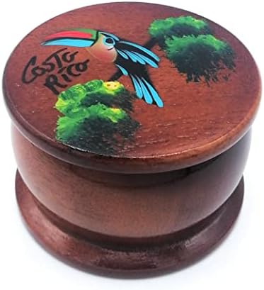 Kal Crafts - Caixa de jóias de madeira - decoração pintada à mão - conjunto de 1 autêntica caixa de jóias de floresta tropical costaricana