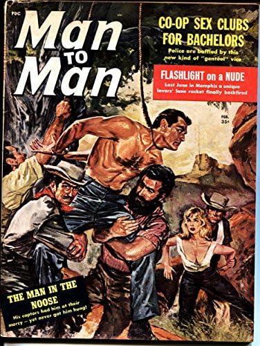 Homem para homem fevereiro de 1960 Violento capa suspensa Poe Cheesecake Pulp Bad Mags