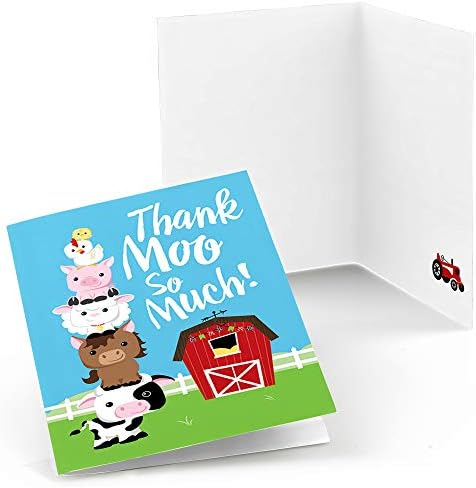 Big Dot of Happiness Farm Animals - chá de bebê ou festa de aniversário cartões de agradecimento