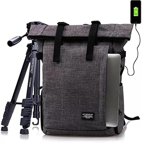 SDEWFG Photo Multifuncional Bolsa de Poliéster à prova d'água com porta USB DSLR ombros da câmera Backpack Saco macio acolchoado