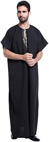 Camisa de vestido de verão bmisEgm para homens homens casuais casuais árabes de cor sólida de cor sólida redonda de manga curta Homens de manga curta