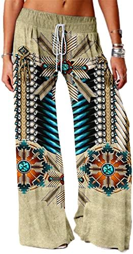 Siaoma Womens Native Indians Calça Casual 3D Gráfico Nativo Americano Americano calças largas