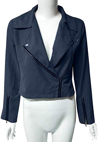 Jaquetas de camurça falsa para mulheres com zíper de manga comprida
