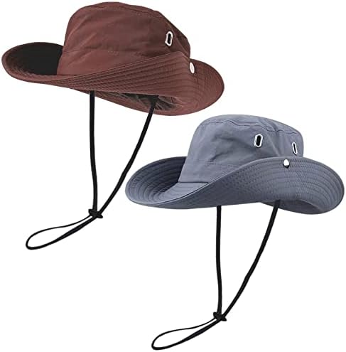 2 pacote chapéus solar homens mulheres larga largura peixe de pesca chapéu chapéu de balde ajustável jardim externo