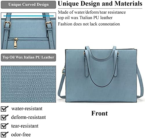 Bolsa de laptop para mulheres 15,6 polegadas de couro leve bolsa de bolsa de bolsa comercial