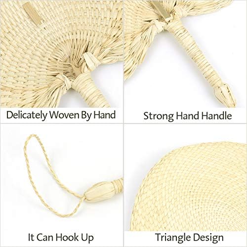 Fã de FreMendino, 2 pacote de Raffia Natural Fãs de Palmão Handheld Bamboo Fã de estilo chinês para tecelagem de mão para