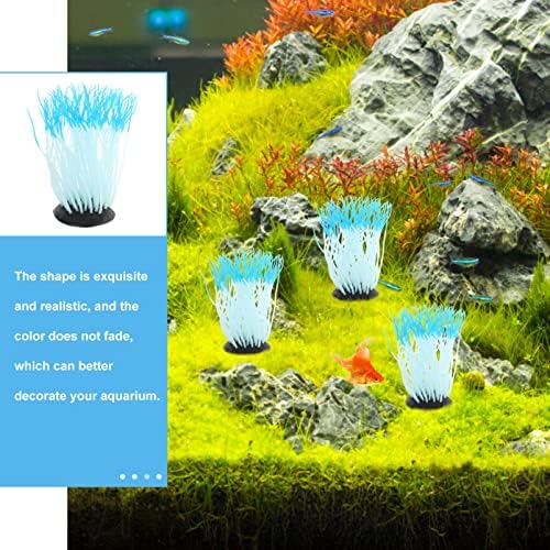 Decoração da decoração do quintal decoração de casa decoração de coral de coral luminosa tanque de peixe ornamento de silicone plantas de coral para aquário de água salgada para água doce para água de água doce azul decoração de casa decoração de casa decoração