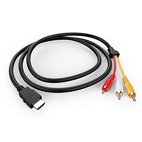 Cabo HDMI para RCA, 1080p 5ft/1,5m HDMI Male para 3-RCA Video Audio Av Cable Connector Adapter Transmissor para TV HDTV