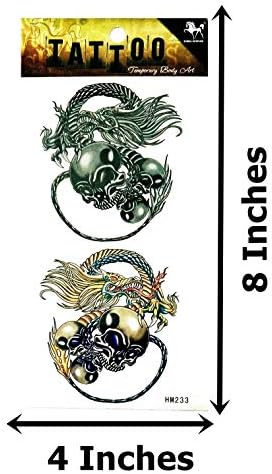 Nipitshop 1 folha crânio sexy dragão chinês kung fu fu yakuza impermeável tatuagem temporária adesiva transferência de água