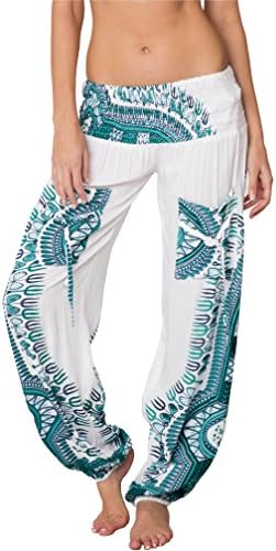 Calça de harém para mulheres hippie boêmio calças ciganas casuais, calça ideal de ioga - calça folggy boho harém