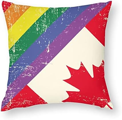 Rainbow Gay e Canadá Conjunto de bandeira de 2 tampas de arremesso de arremesso de almofadas quadradas travesseiros