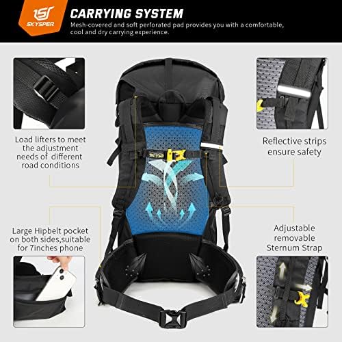 Mochila Skysper Hucking, mochila 50L/60L Backpack para viagens de camping, pacote externo à prova d'água leve para homens