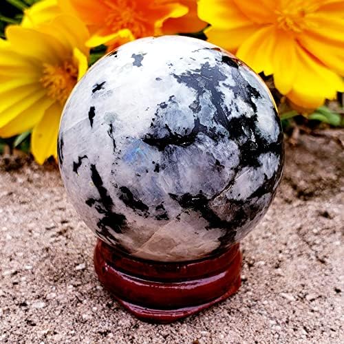 Arco -íris Moonstone Sphere polido cura natural Chakra Chakra Cristal cura gemaspimen - 1