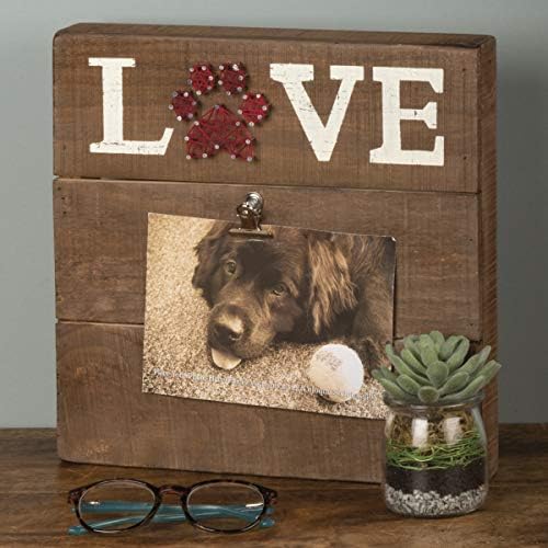 Primitivos de Kathy String Art Slat Wood Photo Frame, Pet-Love