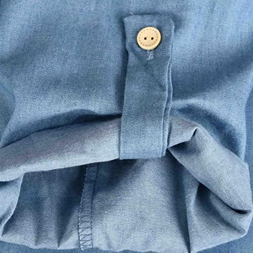 Vestido de jeans de Lucktop para mulheres, vestidos maxi de verão feminino Button Up Denim Short Sleeve Shirt Dress com colarinho de lapela