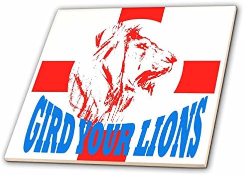 3drose Gird Your Lions Texto com St George Cross Cross English Football Design - Tiles