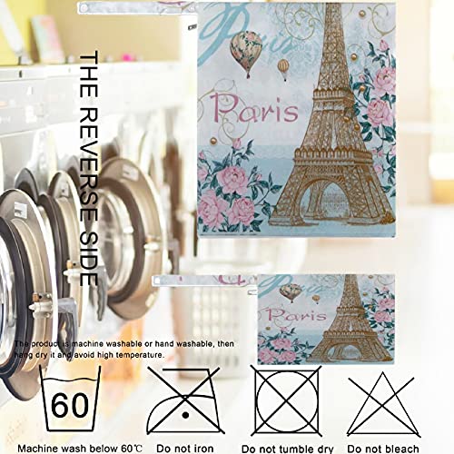 VISESUNNY PARIS EIFFEL TOWER ROSE 2PCS SACO molhado com bolsos com zíper lavandenável salado para viajar, praia, piscina, creche, carrinho de bebê, fraldas, roupas de ginástica sujas, roupas de banho molhadas, produtos de higiene pessoal