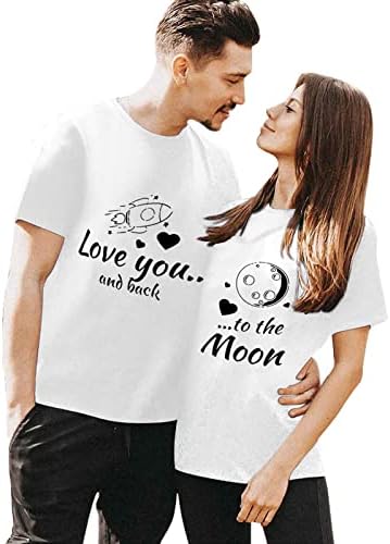 Dia dos Namorados Concamando as camisetas para casais adoram estampas de coração túnicas de manga curta Sr. e Sra. Tee camisetas