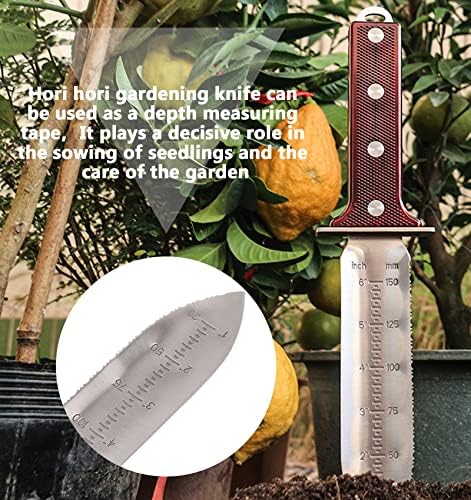 Akakd Japanese Hori Hori Garden Knife - Faca de jardinagem em aço inoxidável, faca de solo para jardinagem com bainha, faca lateral
