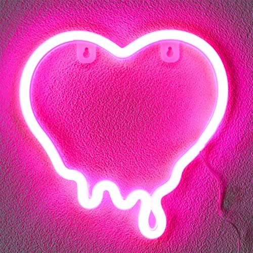 Yayfazy rosa derretido coração halloween sinais de neon luminos