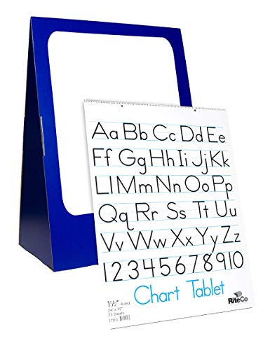 Produtos Flipside 24 x 33 x 14 Gráfico de flip em espiral conjunto com uma placa de apagamento a seco de 18 x 24 e tablet em gráfico, azul, branco