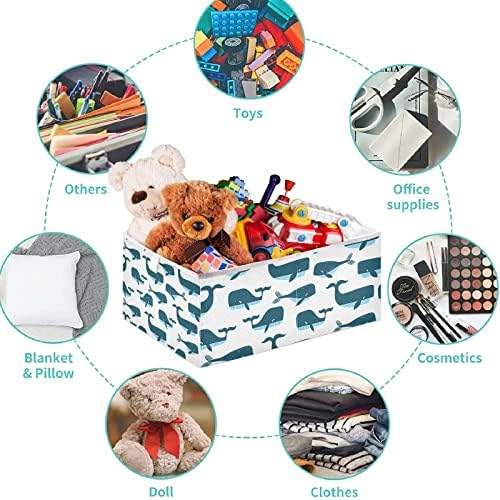 VISESUNNY Adorável Cestas de Armazenamento de Coscedes de Baleia Azul Cestas de tecido para organizar caixas de cubos de armazenamento dobráveis ​​para roupas, brinquedos, besteiras de bebê, suprimento de escritório