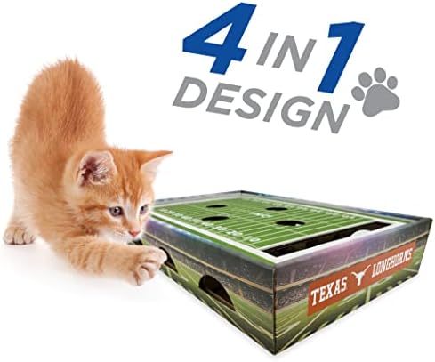 Animais de estimação PETS NCAA Texas Longhorns Cat Scratcher Box, Game Day Cat Toy, NCAA Football Field projetou Cat