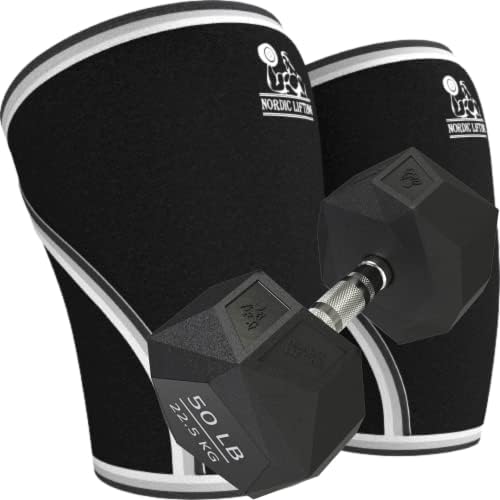 Mangas de joelho de elevação nórdica xxlarge - pacote preto com halteres prisma 50 lb