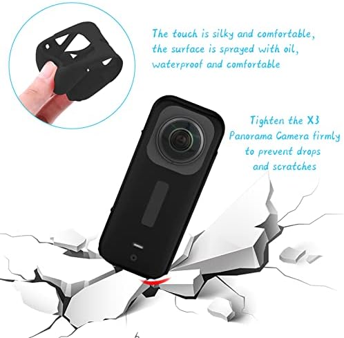 Caso de proteção do Ieago RC para insta360 x3, capa de silicone portátil de manga de borracha de câmera com alça de borracha para acessórios Insta360 x3, preto
