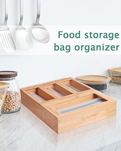 Organizador de armazenamento de saco de ziplock para gaveta de cozinha, premium Moso Bamboo Sagristas de armazenamento de alimentos