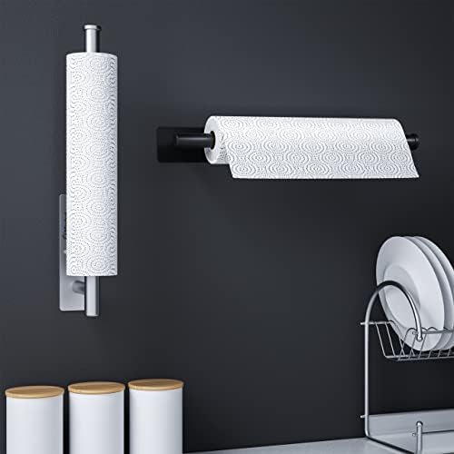 O suporte de toalhas de papel sob o armário vem com o adesivo auto -adesivo e parafusos de papel de montagem na parede para barra, cozinha, pia e banheiro, SUS304 Aço inoxidável 13,2 polegadas