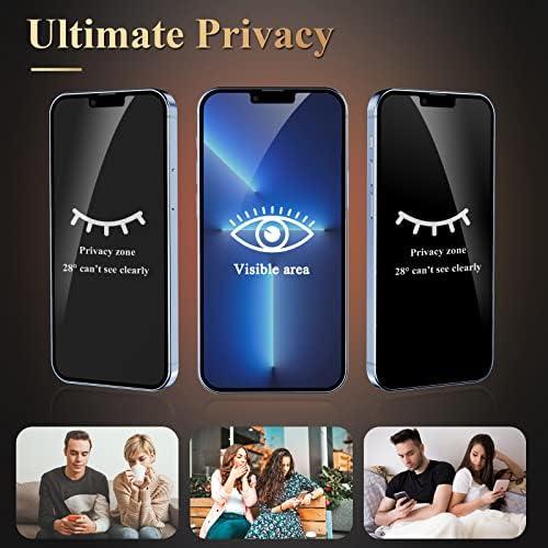 Ewuonu [2 pacote] iPhone 14 Plus Protetor de privacidade Compatível para iPhone 14 Plus/iPhone 13 Pro Max 2021 6,7 polegadas, filme de vidro temperado anti-spy com quadro de instalação fácil, amigável para casos