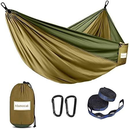 Camping Hammock Outdoor Indoor Camping Gear - Marinhas de corda portátil dupla Acessórios de acampamento leves para adultos ou crianças, Camp Hamock para caminhadas, viagens, 500 libras, azul
