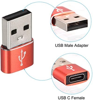 Meccanidade USB C fêmea para USB Adaptador masculino, adaptador do conversor Tipo C para USB vermelho para telefone, tablet, computador, pacote de 3
