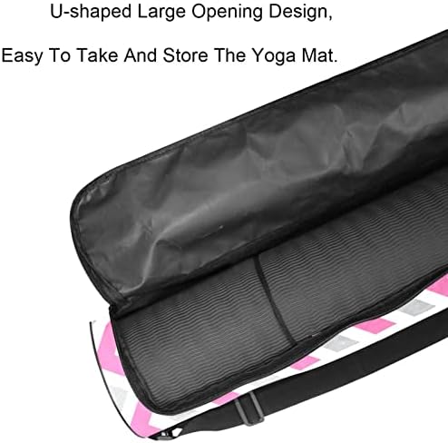 Bolsa de tapete de ioga, branca cinza rosa Chevron Exercício Exercício de ioga transportadora