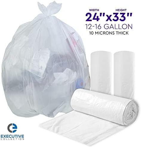 Sacos de lixo de 12 a 16 galões - 100 contagem - 24 x 33 Sacos de lixo de plástico transparente de altura latas para casa e escritório
