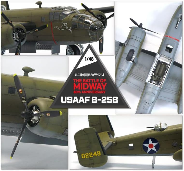 Kits de modelos de plástico de hobby da academia 1/48 escala USAAF B-25B