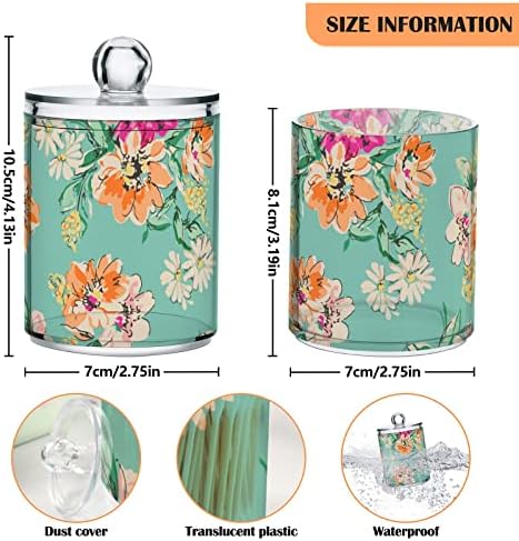 Esboce os frascos de recipientes de recipientes de banheiro de cotonete de algodão brilhante floral com tampas conjuntos de