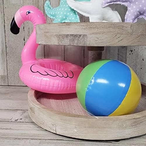 Conjunto de decoração de bandeja em camadas de verão, decoração de bandeja em camadas de praia, piscina inflável Flamingo Beach