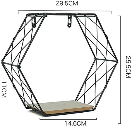 Prateleiras de parede teerwere para sala de estar de arame de metal rústico prateleiras flutuantes hexagonais para molduras, prateleiras