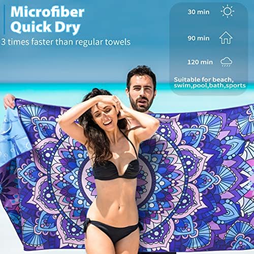 Toalha de praia sem microfibra de areia fina fina rápida super absorvente de grandes dimensões toalhas leves leves