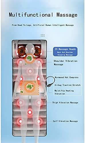 Tapete de massagem corporal pzj-cheio, 20 cabeças de massagem no pescoço, tapete de massagem com calor compressa quente,